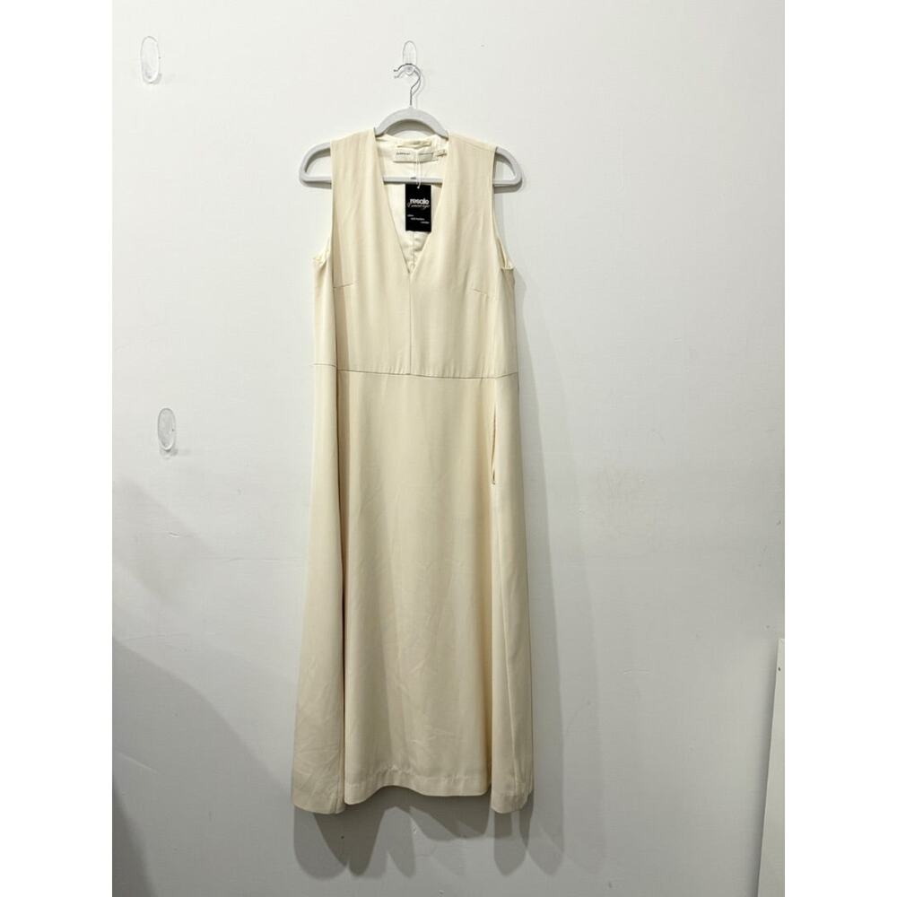 Inwear Sleeveless Wide Strap V-Neck A-Line Maxi Dress Cream Women's Size 12